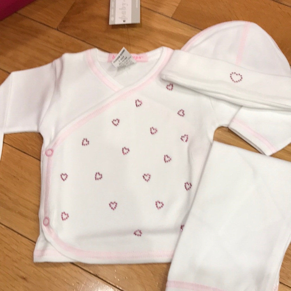 Baby Steps white and pink heart outfit